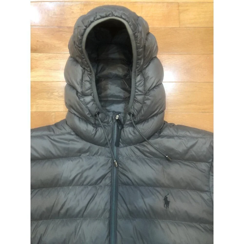 Polo Ralph Lauren Packable Hooded Down Puffer Charcoal Gray Jacket Size XL